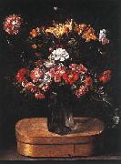 Jacques Linard Bouquet on Wooden Box oil painting artist